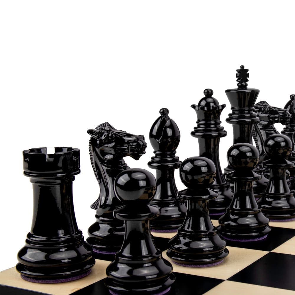 Bold Chess Set Metallic Black & Arctic Shadow with Maple